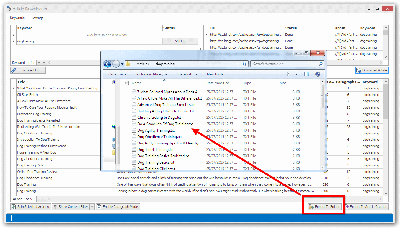 With a single click your articles are saved to your desktop.