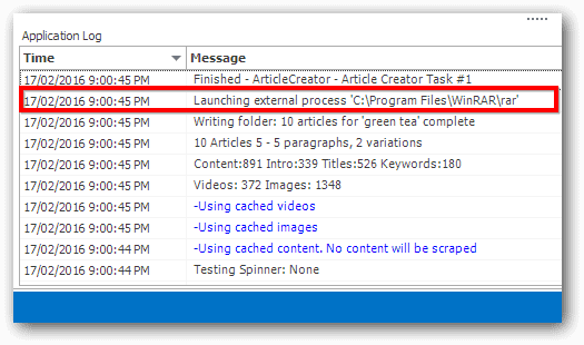 app log launching external process