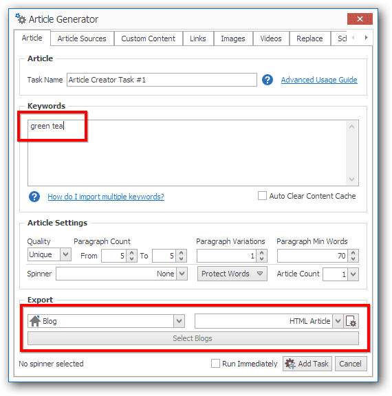 wordpress article creator