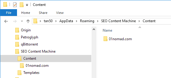 SCM data folder