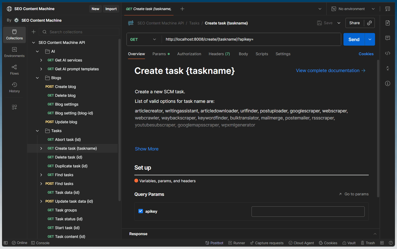 scm api on postman