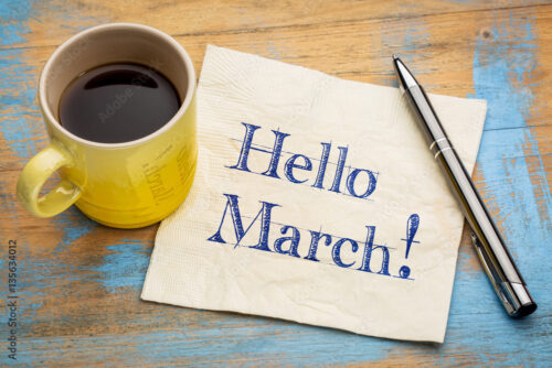 Hello March on napkin